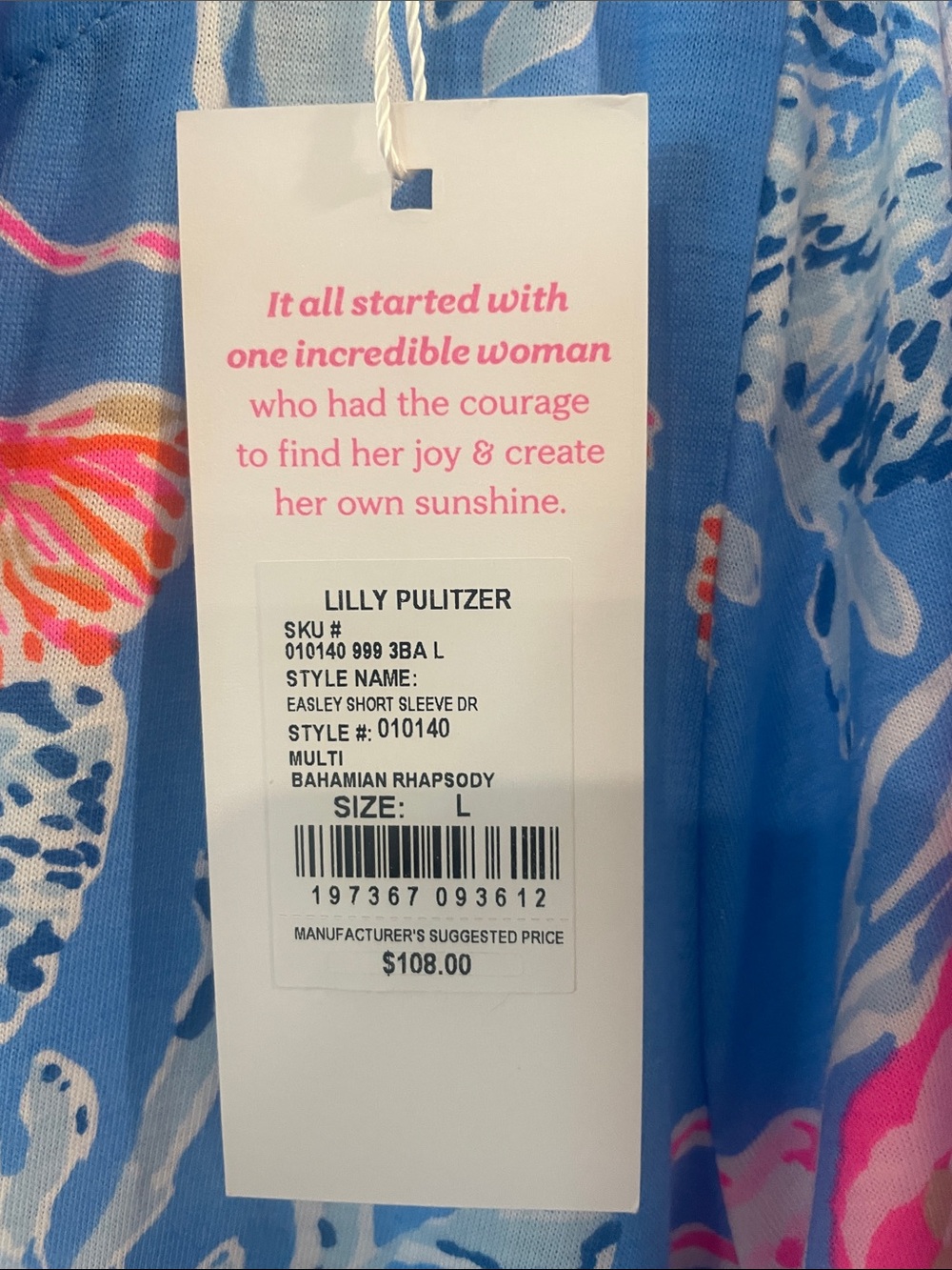 Lilly Pulitzer Easley Short Sleeve V-neck Dress, Bahamian Rhapsody size L - Picture 3 of 7